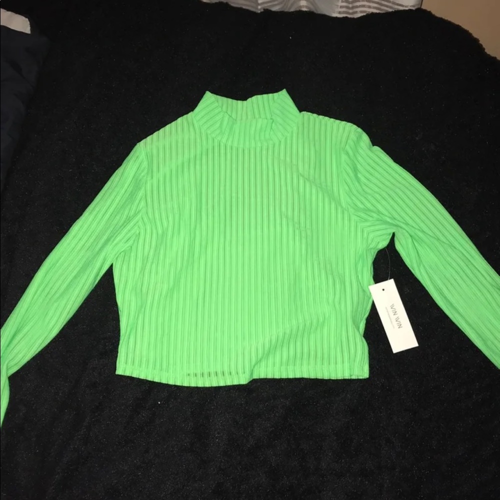 Lime green mock neck long sleeve shirt